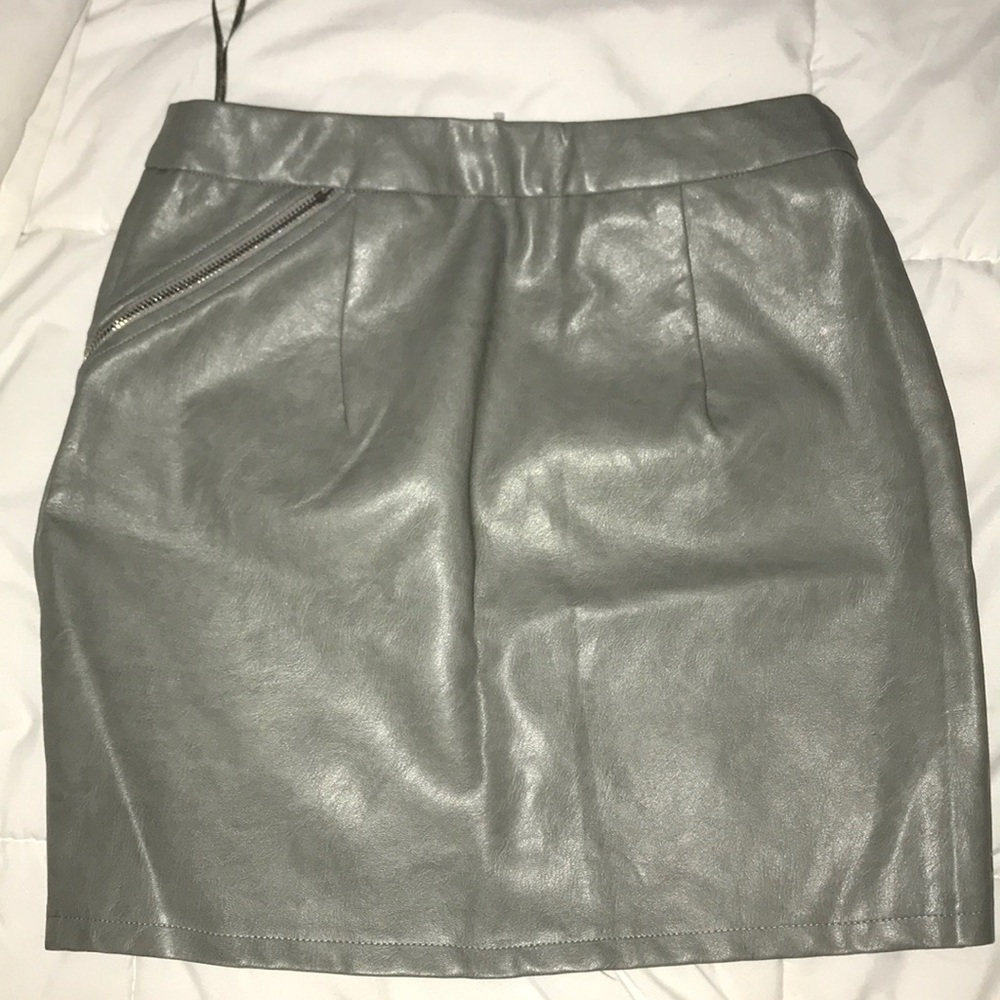 LF grey leather zip skirt - Picture 2 of 6